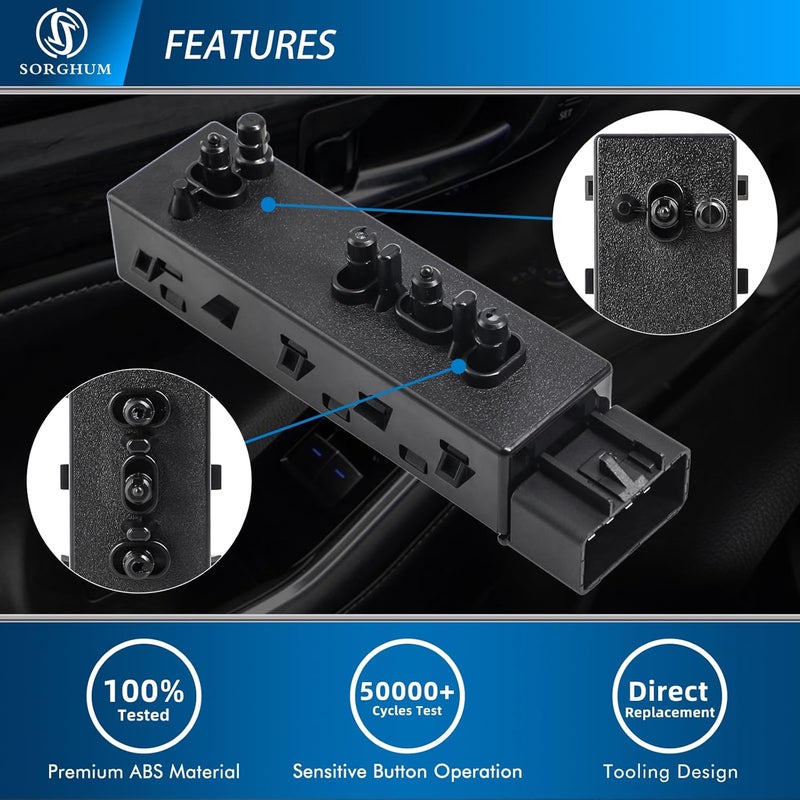 Sorghum Power Seat Switch - Front Left Driver Side Adjustment Control 8 Ways for 2010-2019 Chevy Chevrolet Camaro Malibu Equinox Traverse Cruze Buick Cadillac GMC Replace# 25974714 12451497 - Image 2